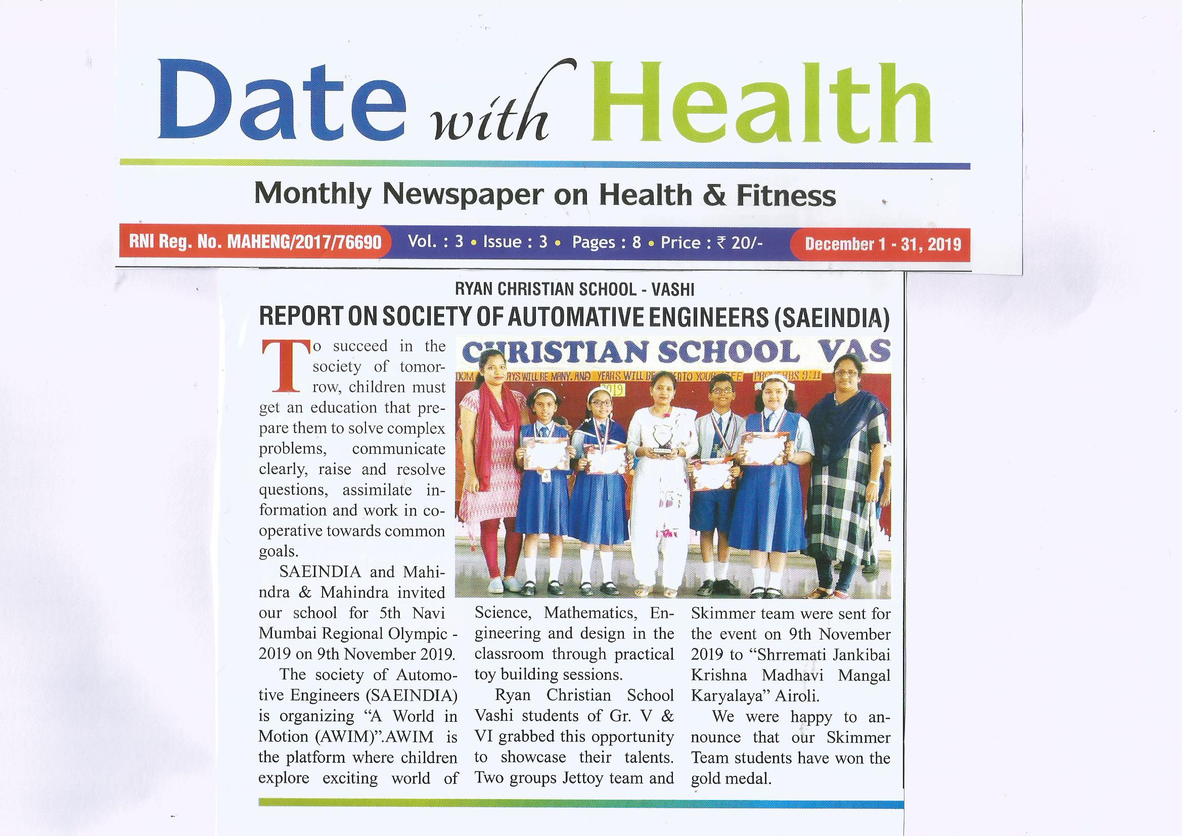 Automotive Engineers (SAEIndia) was featured in Date with Health